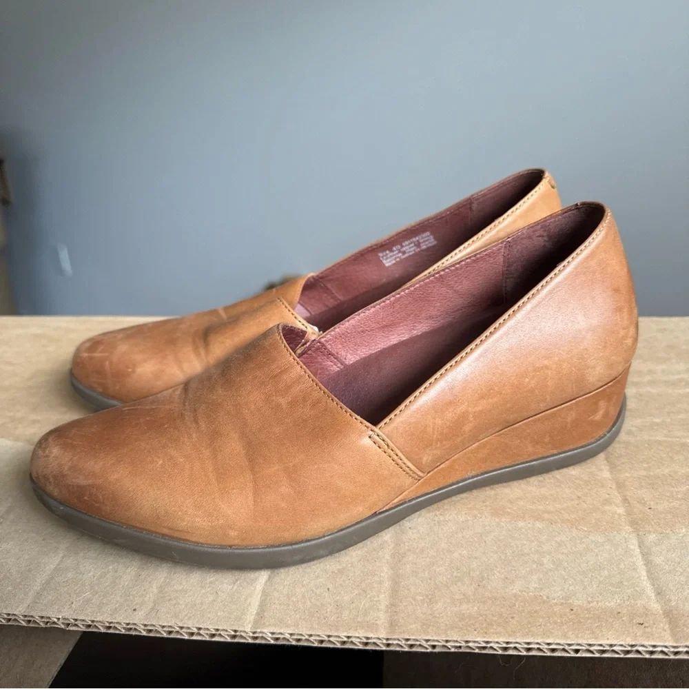 Dansko Shanda Luggage Waterproof Leather Wedge Heels 40 Womens Whiskey‎ Brown